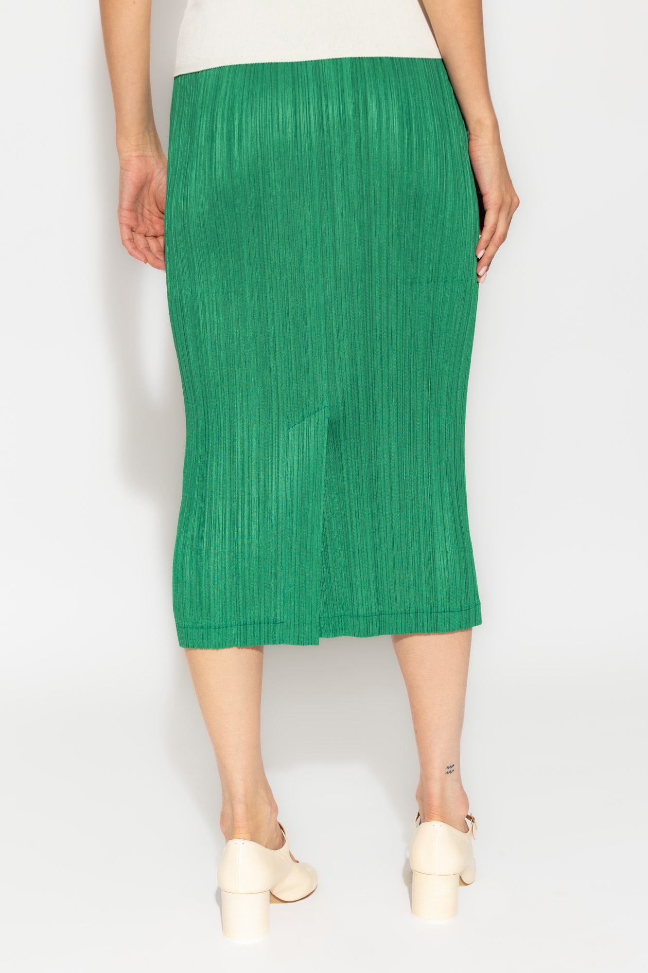 Green pleated skirt outlet 00